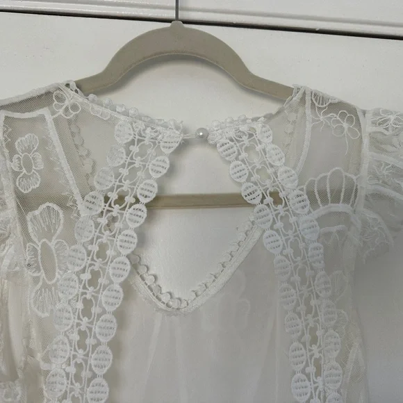 For Love and  Lemons bridal shower or wedding dress, white lace, bridal gown, S - Picture 12 of 13